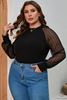 Picture of PLUS SIZE RIBBED TOP WITH STRIPED SLEEVE